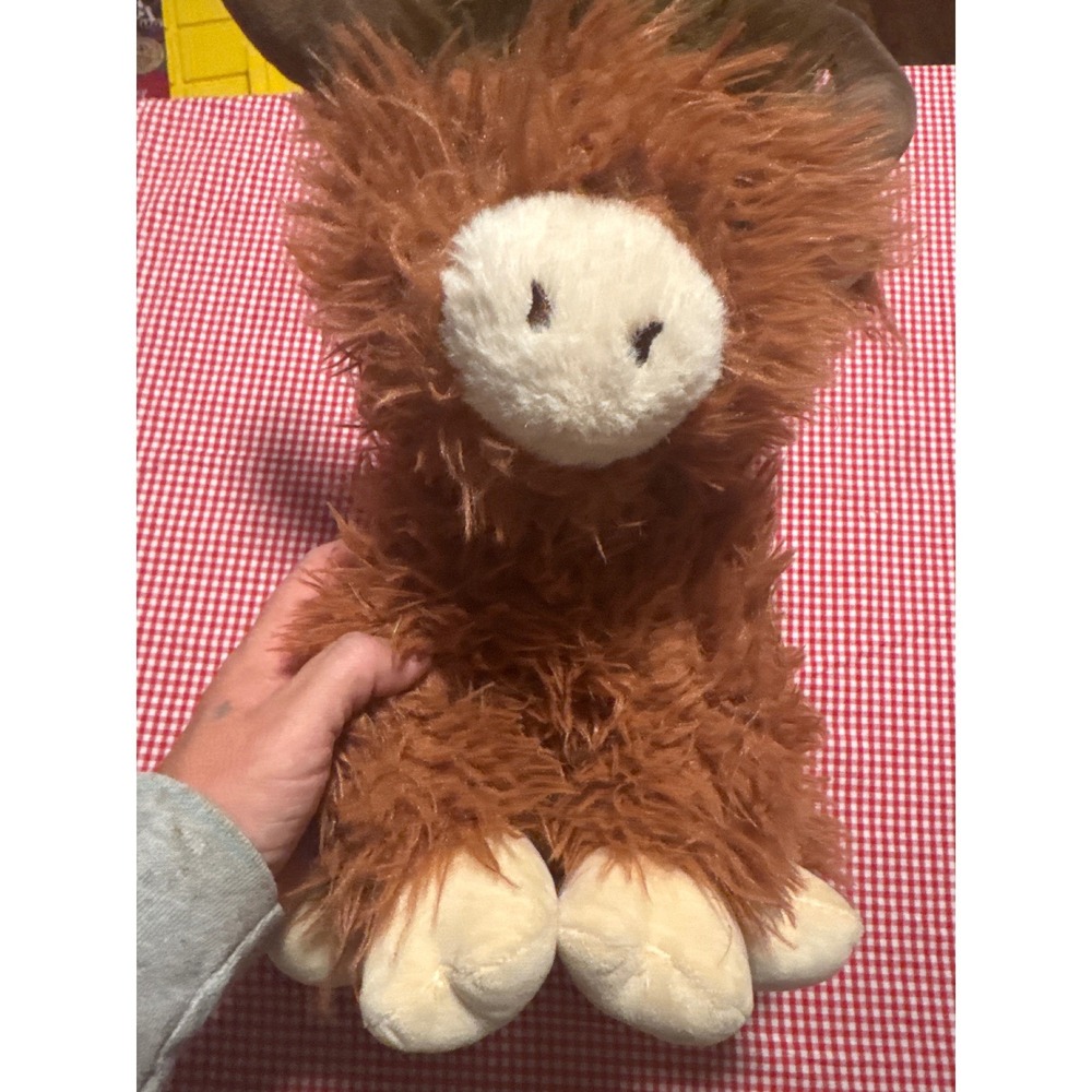 Brown Highland Cow Plush Toy Stuffed Animal Soft Fur Horns Kids Gift‎
